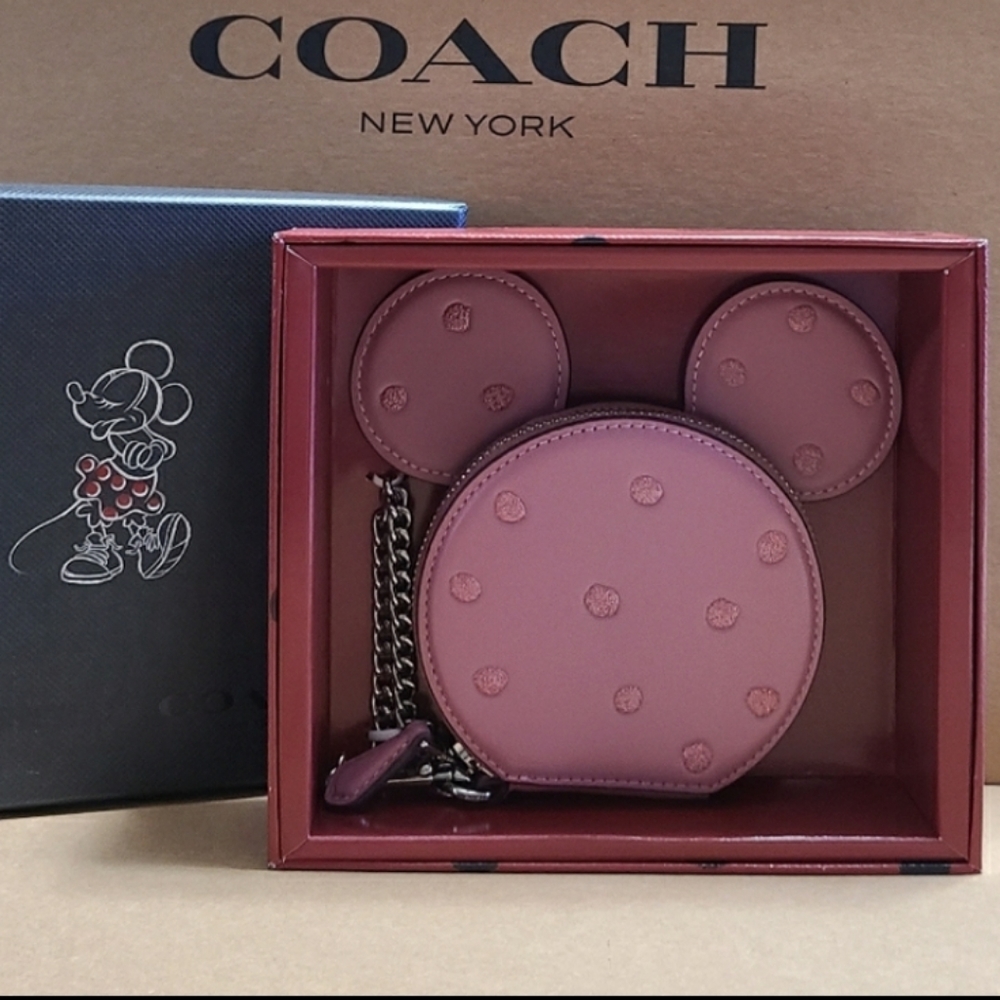 2 x HP🎉💗New Coach Boxed Minnie Mouse Coin Case - Picture 2 of 10